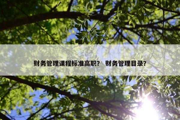 财务管理课程标准高职？ 财务管理目录？