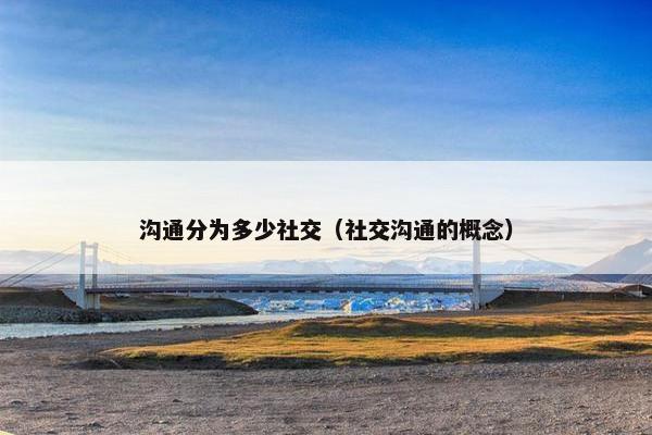 沟通分为多少社交（社交沟通的概念）