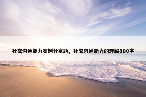 社交沟通能力案例分享题，社交沟通能力的理解800字