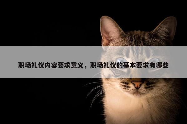 职场礼仪内容要求意义，职场礼仪的基本要求有哪些