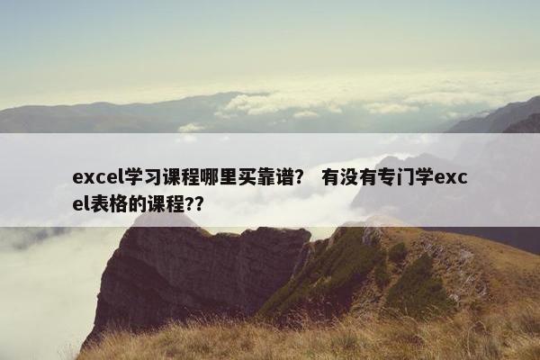 excel学习课程哪里买靠谱？ 有没有专门学excel表格的课程?？
