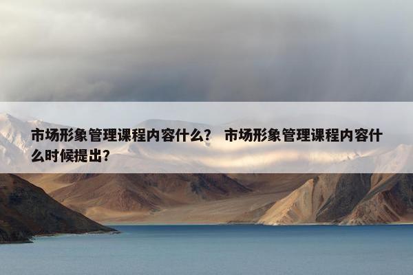 市场形象管理课程内容什么？ 市场形象管理课程内容什么时候提出？