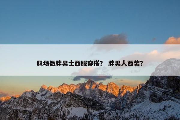 职场微胖男士西服穿搭？ 胖男人西装？