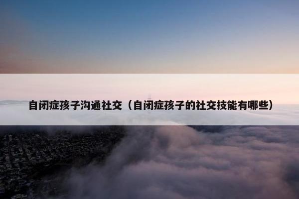 自闭症孩子沟通社交（自闭症孩子的社交技能有哪些）
