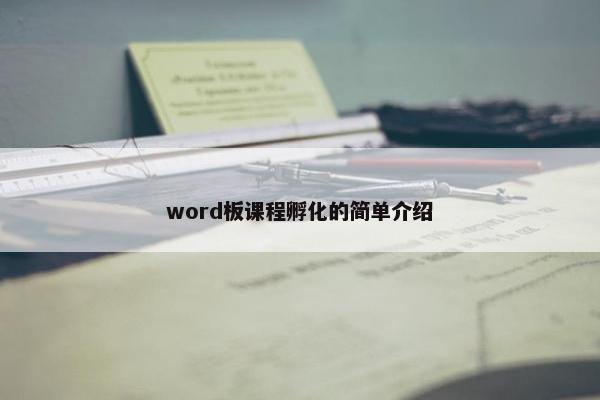 word板课程孵化的简单介绍