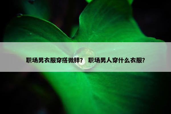 职场男衣服穿搭微胖？ 职场男人穿什么衣服？