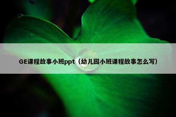 GE课程故事小班ppt（幼儿园小班课程故事怎么写）