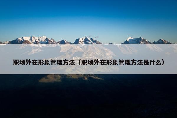 职场外在形象管理方法（职场外在形象管理方法是什么）