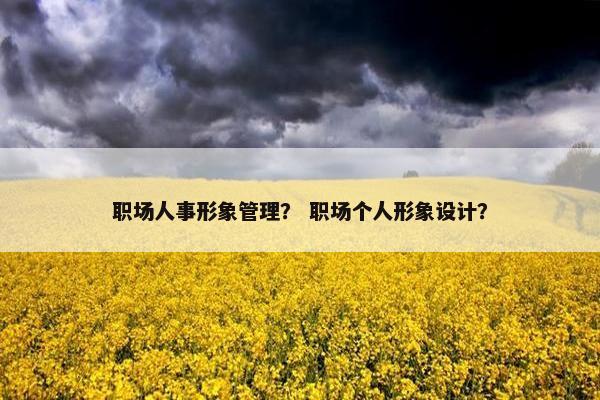 职场人事形象管理？ 职场个人形象设计？