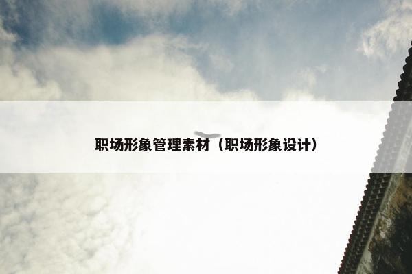 职场形象管理素材（职场形象设计）