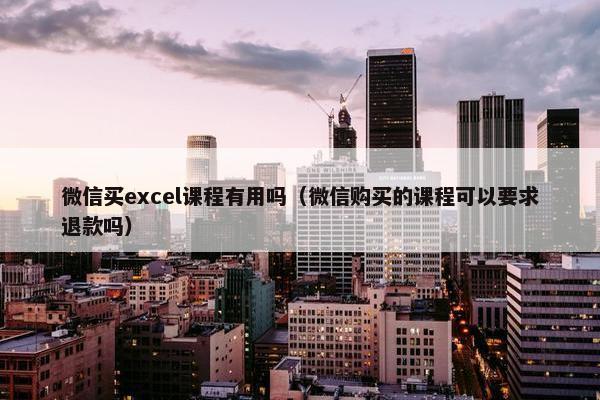 微信买excel课程有用吗（微信购买的课程可以要求退款吗）