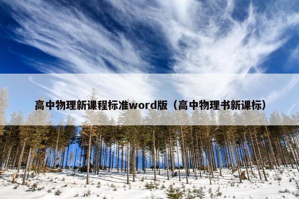 高中物理新课程标准word版（高中物理书新课标）