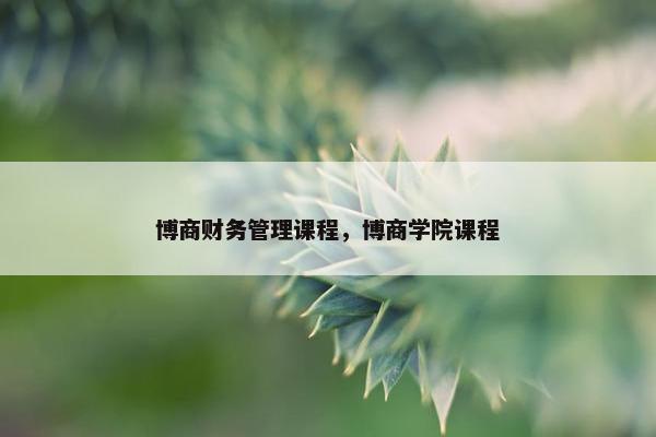 博商财务管理课程，博商学院课程