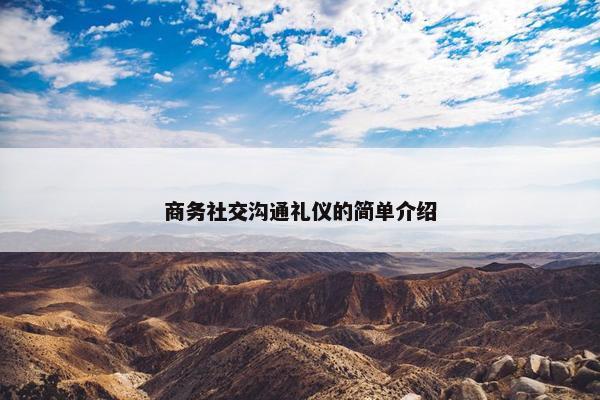 商务社交沟通礼仪的简单介绍