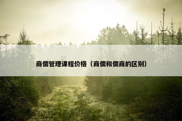 商儒管理课程价格（商儒和儒商的区别）