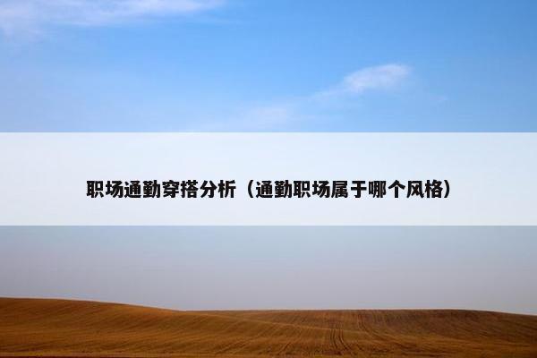 职场通勤穿搭分析（通勤职场属于哪个风格）