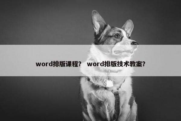 word排版课程？ word排版技术教案？