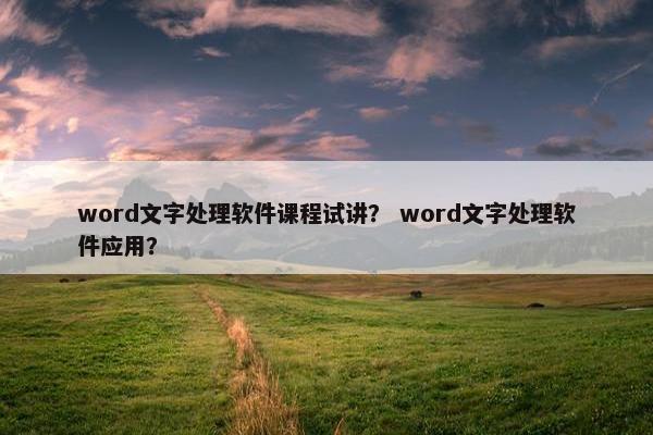 word文字处理软件课程试讲？ word文字处理软件应用？