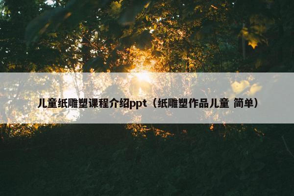 儿童纸雕塑课程介绍ppt（纸雕塑作品儿童 简单）