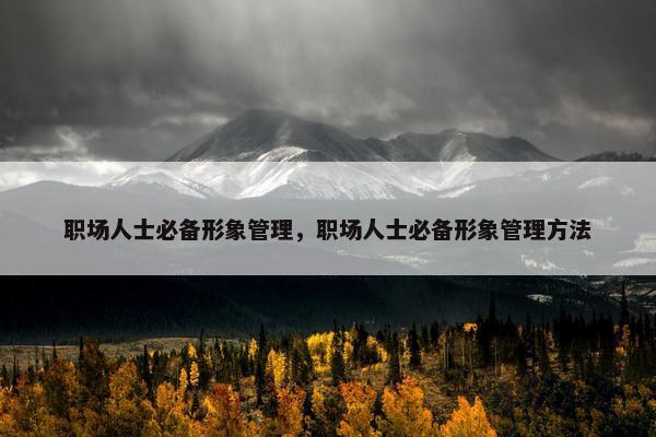 职场人士必备形象管理，职场人士必备形象管理方法