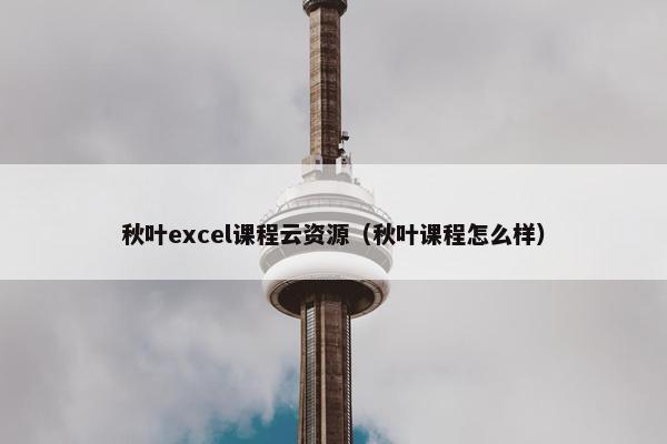 秋叶excel课程云资源（秋叶课程怎么样）