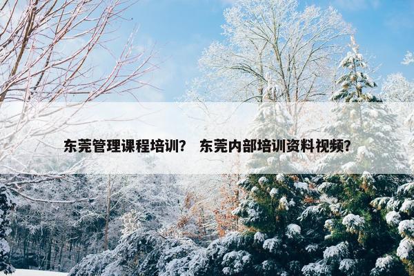 东莞管理课程培训？ 东莞内部培训资料视频？