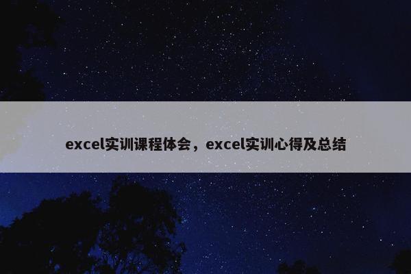 excel实训课程体会，excel实训心得及总结