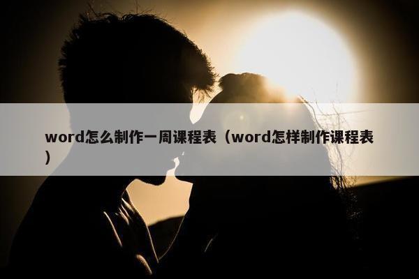 word怎么制作一周课程表（word怎样制作课程表）