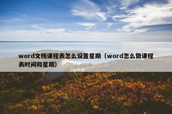 word文档课程表怎么设置星期（word怎么做课程表时间和星期）