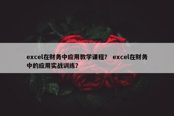 excel在财务中应用教学课程？ excel在财务中的应用实战训练？