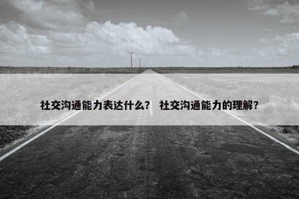 社交沟通能力表达什么？ 社交沟通能力的理解？