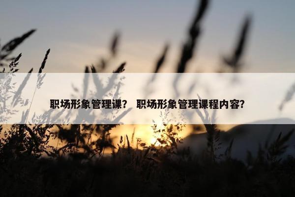 职场形象管理课？ 职场形象管理课程内容？