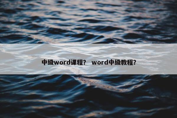 中级word课程？ word中级教程？