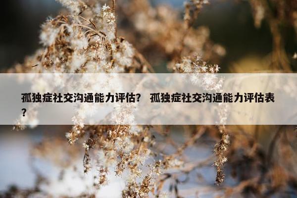 孤独症社交沟通能力评估？ 孤独症社交沟通能力评估表？