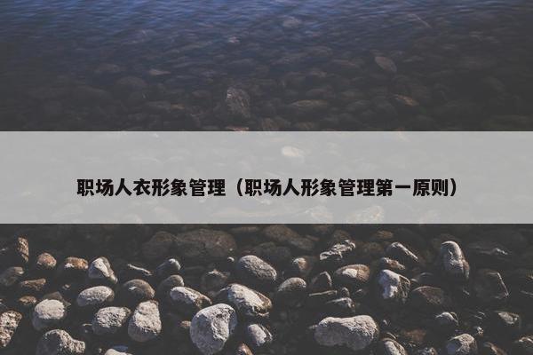 职场人衣形象管理（职场人形象管理第一原则）