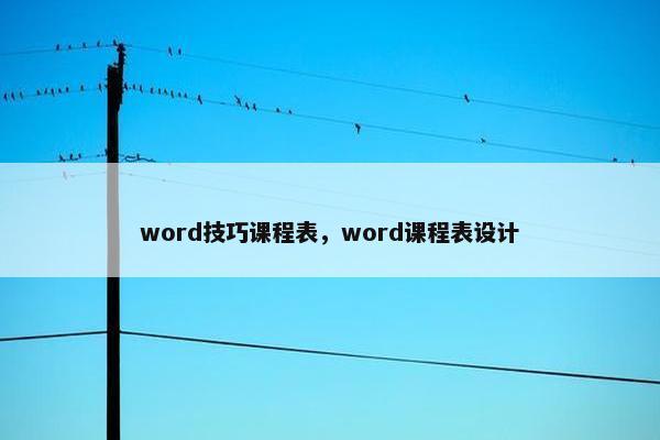 word技巧课程表，word课程表设计