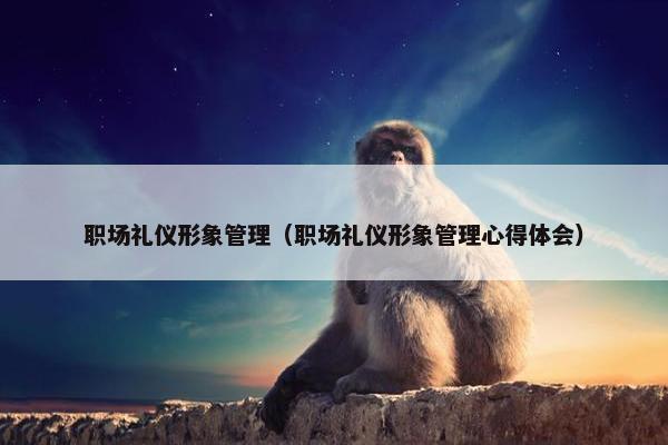 职场礼仪形象管理（职场礼仪形象管理心得体会）
