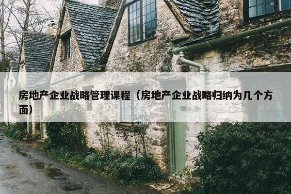 房地产企业战略管理课程（房地产企业战略归纳为几个方面）