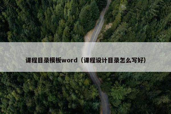 课程目录模板word（课程设计目录怎么写好）