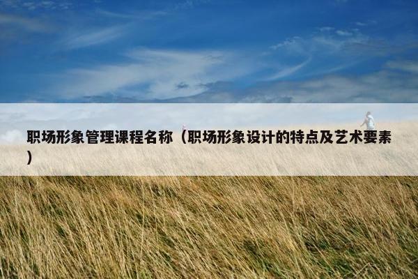 职场形象管理课程名称（职场形象设计的特点及艺术要素）