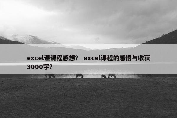 excel课课程感想？ excel课程的感悟与收获3000字？