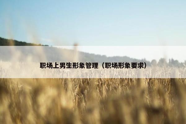职场上男生形象管理（职场形象要求）