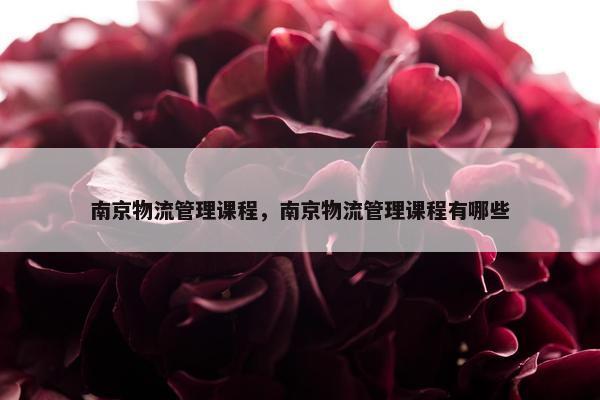 南京物流管理课程，南京物流管理课程有哪些