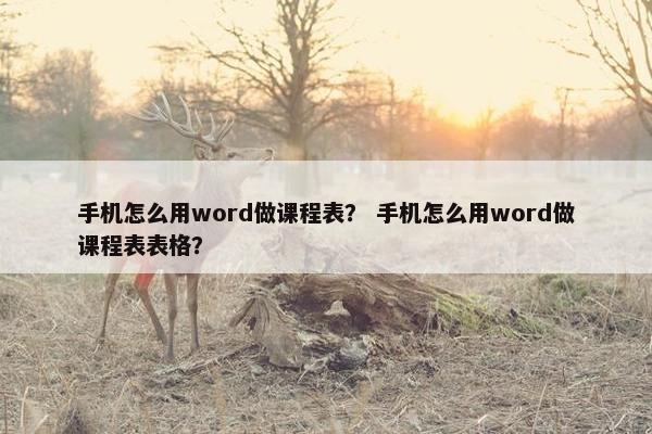 手机怎么用word做课程表？ 手机怎么用word做课程表表格？