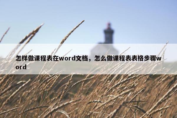 怎样做课程表在word文档，怎么做课程表表格步骤word