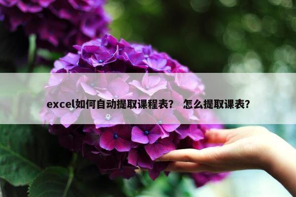 excel如何自动提取课程表？ 怎么提取课表？