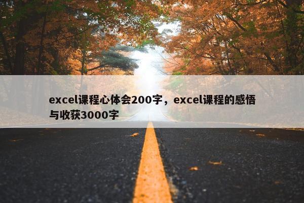 excel课程心体会200字，excel课程的感悟与收获3000字