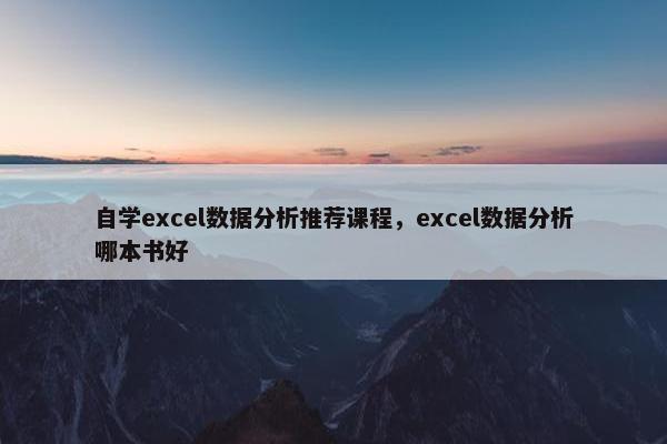 自学excel数据分析推荐课程，excel数据分析哪本书好