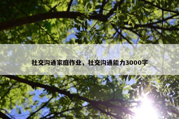 社交沟通家庭作业，社交沟通能力3000字