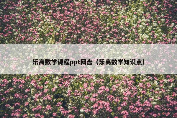 乐高数学课程ppt网盘（乐高数学知识点）